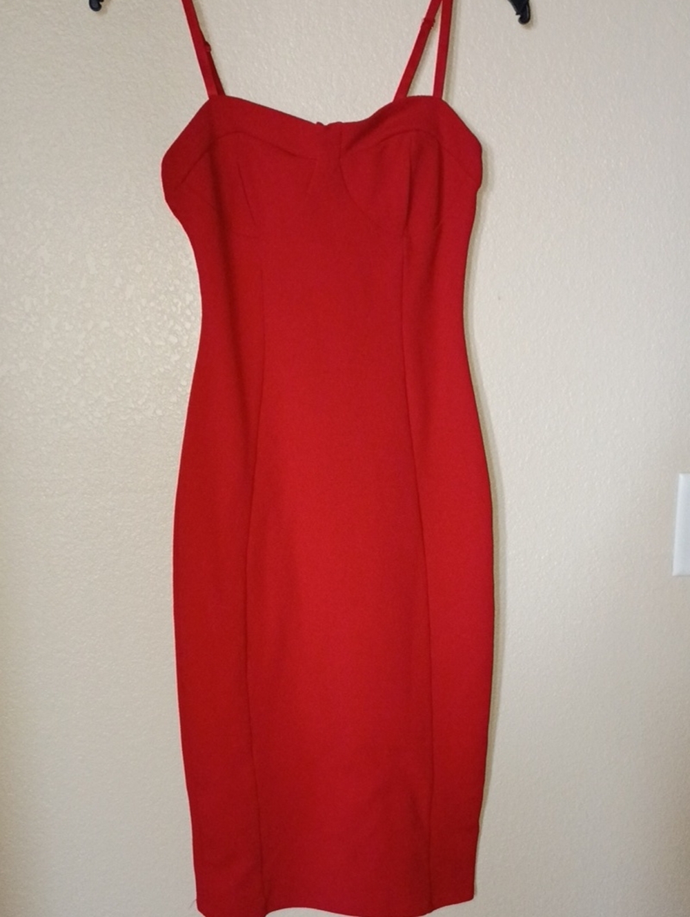 Elegant Red Spaghetti-Strap Midi Dress